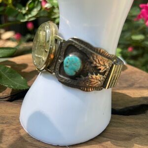 Vintage Navajo Nevada Turquoise Watch Bracelet